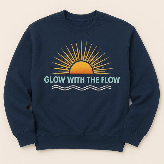 Glow With The Flow Sweatshirt – retro - style crewneck, cotton blend