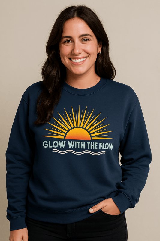 Glow With The Flow Sweatshirt – retro - style crewneck, cotton blend