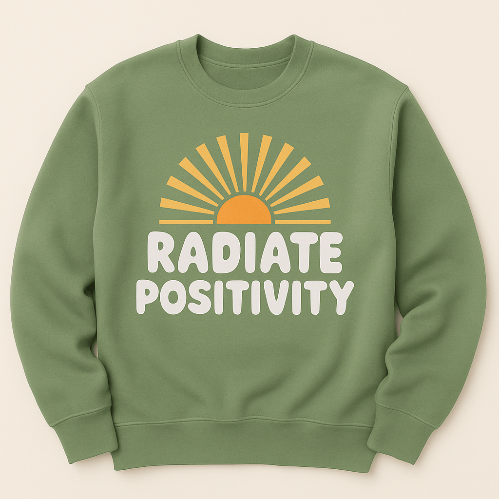 Radiate Positivity Sweatshirt – retro - style crewneck, cotton blend