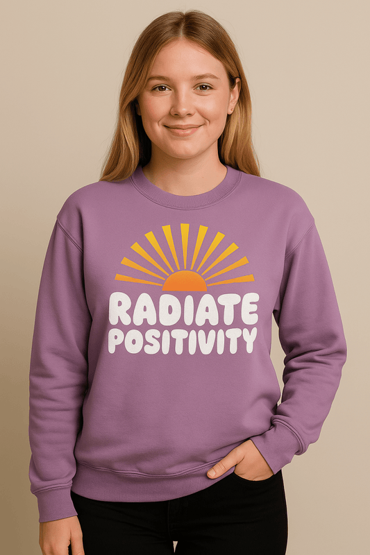 Radiate Positivity Sweatshirt – retro - style crewneck, cotton blend