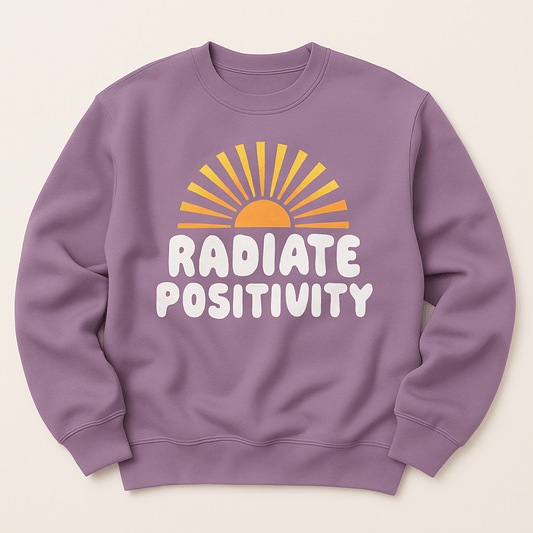 Radiate Positivity Sweatshirt – retro - style crewneck, cotton blend