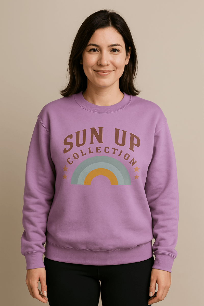 Sun Up Sweatshirt – retro - style crewneck, cotton blend