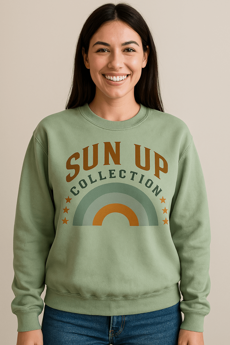 Sun Up Sweatshirt – retro - style crewneck, cotton blend