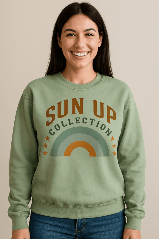 Sun Up Sweatshirt – retro - style crewneck, cotton blend